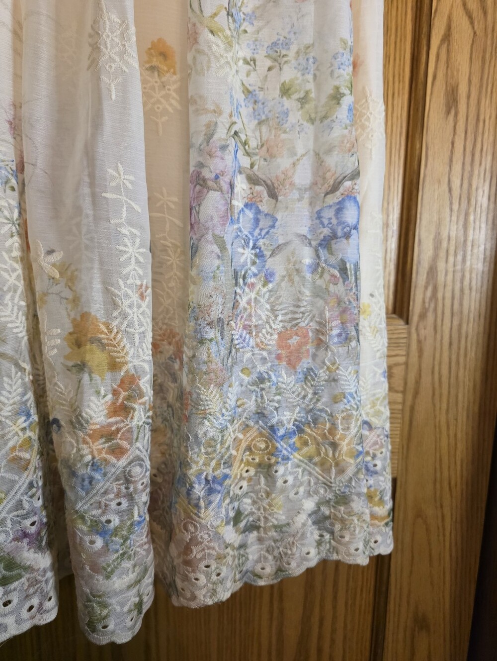 Cottagecore Cream Floral Embroidered Lace Long-Sleeve Maxi Dress - Picture 4 of 11